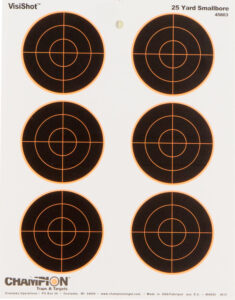 Champion Targets 45803 VisiShot Bullseye Paper Hanging 25 yds Small Bore Rifle 8.50" x 11" Black/White 10 Pack