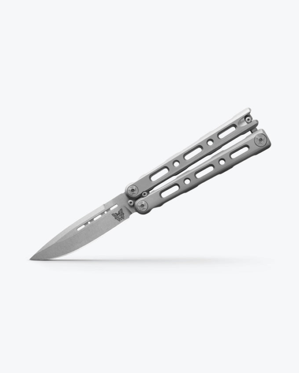 Benchmade Laro Balisong Knife, Gray Titanium