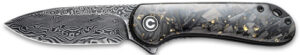 CIVIVI Elementum Folding Knife, Shredded Carbon Fiber and Golden Damascus - view 2