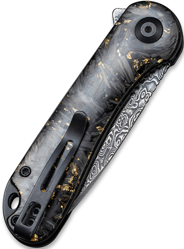 CIVIVI Elementum Folding Knife, Shredded Carbon Fiber and Golden Damascus