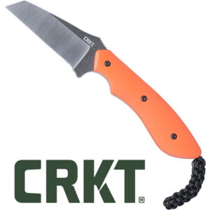SPIT 2.29 inch Fixed Reverse Tanto Stonewash Satin Plain Edge Orange Handle
