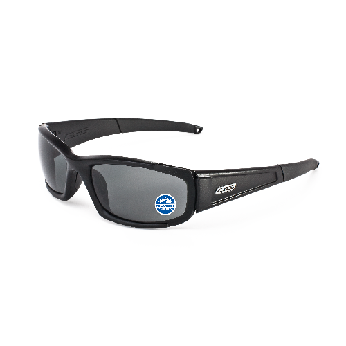 ESS CDI Sunglasses, Black Frame, Polarized Mirrored Gray Lens