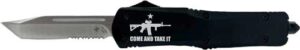 TEMPLAR KNIFE LARGE OTF COME - AND TAKE IT AR 3.5" SILVER BLD