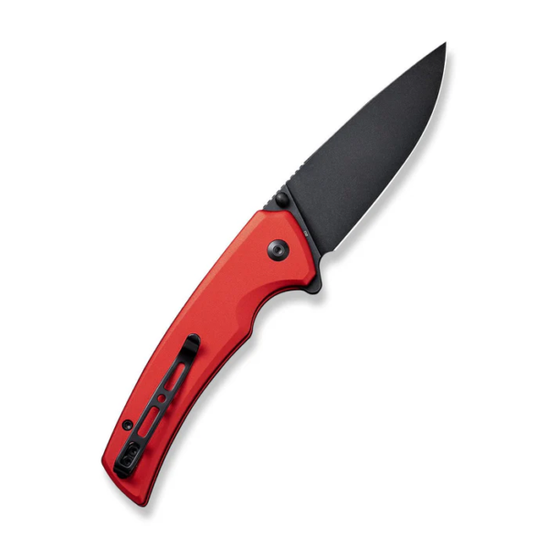 Serene Flipper/Thumb Stud Folding Knife 3.48"" Black D2 Drop Point Plain Edge Blade, Black Aluminum Handle