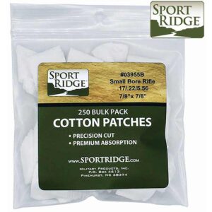 Small Rifle Cotton Patches 250 pack White 7/8in x 7/8in