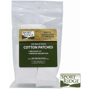 Large Rifle Cotton Patches 250 pack White 1.75 inch x 1.75 inch