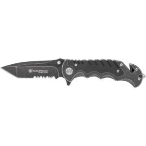 S&W Border Guard Liner Lock Folding Knife, Tanto, Serrated