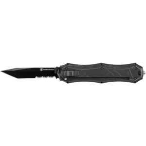 S&W OTF Assist Knife, 3.6-inch 40% Serrated Tanto, Black
