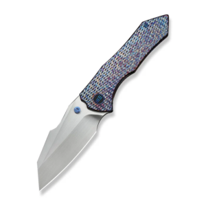 High-Fin XL Thumb Stud Knife Diamond Patterned Flamed Titanium Handle (3.48"" Hand Rubbed Satin CPM 20CV Blade)