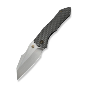 High-Fin XL Thumb Stud Knife Diamond Patterned Polished Gray Titanium Handle (3.48"" Hand Rubbed Satin CPM 20CV Blade) WE24010-6