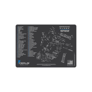 RUGER SR22 SCHEMATIC HANDGUN MAT - CHARCOAL GRAY/CERUS BLUE, 12" X 17"