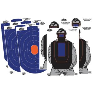 Birchwood Casey Dirty Bird Combo 12"x18" 4-Blue/Orange Oval & 4-Bad Guy IPSC Silhouette