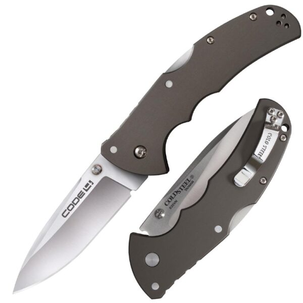 Cold Steel Code-4 Spear Point Lockback Knife Gray 3.5-Inch Satin