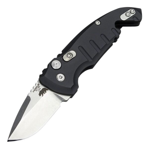 Hogue A01-MicroSwitch Automatic Folder, 1.95-Inch Drop Point, Stone Tumbled, Matte Black