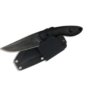 ABKT Elite Shadow Predator Fixed Blade Knife, 3.5-Inch D2 Steel, Black