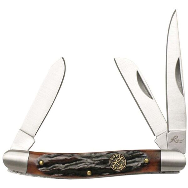Roper Knives Stockman Chaparral Series Knife, Brown Bone