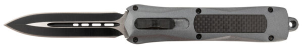 Steel River Knives A163BD Spartan 3.50" OTF Dagger Plain Black/Silver 440C SS Blade/ Gray w/Carbon Fiber Inlay Aluminum Zinc Alloy Handle