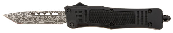 Steel River Knives MT616BDP Spartan Mini 2.75" OTF Tanto Plain Laser Etched Damascus 440C SS Blade/4.25" Black Aluminum Zinc Alloy Handle