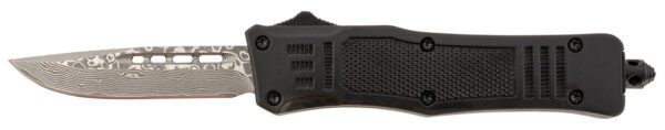 Steel River Knives MT616BRDAMDP Spartan Mini 2.75" OTF Drop Point Plain Real Damascus 4.25"/ Black Aluminum Zinc Alloy Handle