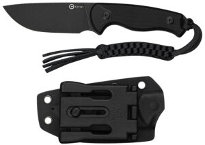 Civivi Knives C23094-1 Timberbark 3.20" Fixed Drop Point Plain Black Stonewashed 14C28N Steel Blade, 3.69" Black Textured G10 Handle