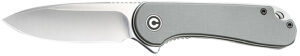 Civivi Knives C907B Elementum 2.96" Folding Tanto Plain Black Stonewashed D2 Steel Blade, 4.03" Gray Textured Micarta Handle