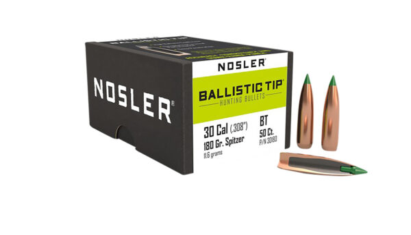 Nosler Ballistic Tip Bullets, .30 Caliber 180gr Spitzer, 50ct
