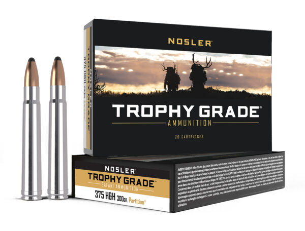 Nosler 40606 Trophy Grade Safari 375H&HMag 300gr Nosler Spitzer Partition 20 Per Box/10 Case