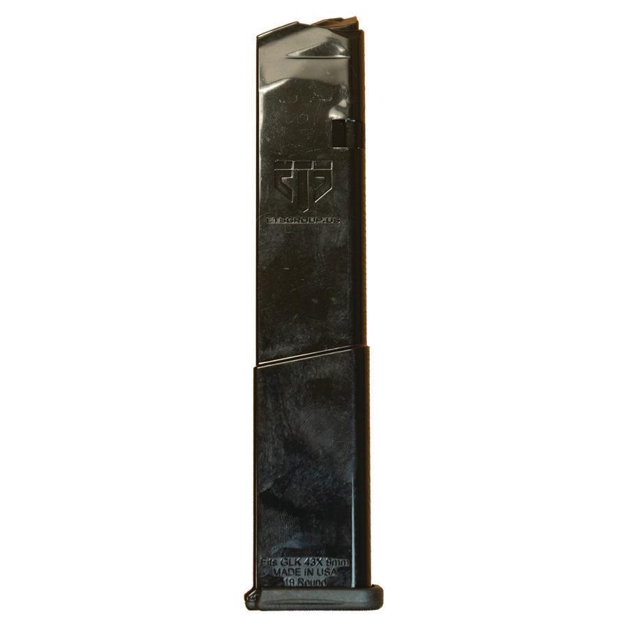 Elite Tactical Systems Handgun Magazine for Glock Model 43X/48 - 9mm Luger 19rds Black Bagged with UPC