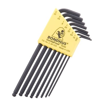 Bondhus Balldriver Standard Hex Key L-Wrench Set, .050-5/32, 8-Piece