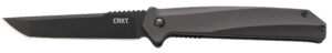 CRKT K500GKP Helical 3.52" Folding Tanto Plain Black Oxide D2 Steel Blade/ Black Aluminum Handle Includes Pocket Clip