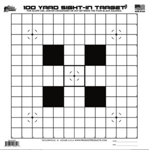 Pro-Shot SSIT12PK Sight-In Hanging Heavy Paper 100yds 14" x 14" Black/White 12 Pack