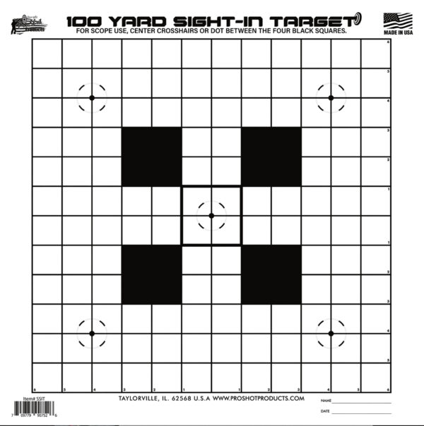 Pro-Shot SSIT12PK Sight-In Hanging Heavy Paper 100yds 14" x 14" Black/White 12 Pack