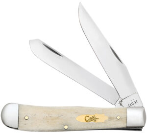 Case 11020 Trapper Folding Clip Point/Spey Plain Mirror Polished Tru-Sharp SS Blade, Smooth Natural Bone Handle