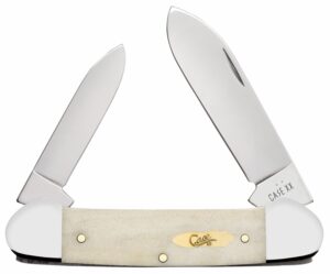 Case 11023 Canoe Folding Pen/Spear Plain Tru-Sharp SS Blade, Smooth Natural Bone Handle