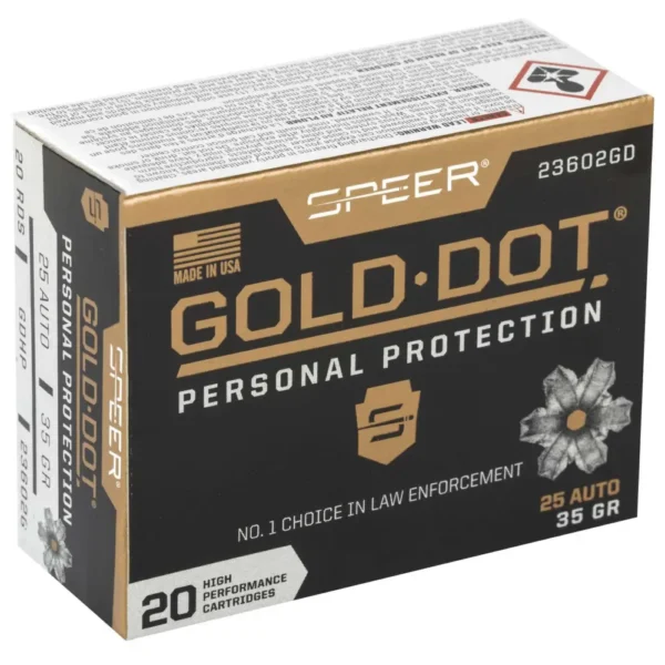 Speer Gold Dot .25 Auto 35gr Hollow Point, 20-Round Box