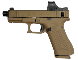GLOCK 45V SHARK PUPPY FDE 9MM THREADED BARREL 17RD SAVIOR BAG HOLOSUN 407C OPTIC NO SUPPRESSOR PV4550203SPFDE-NS