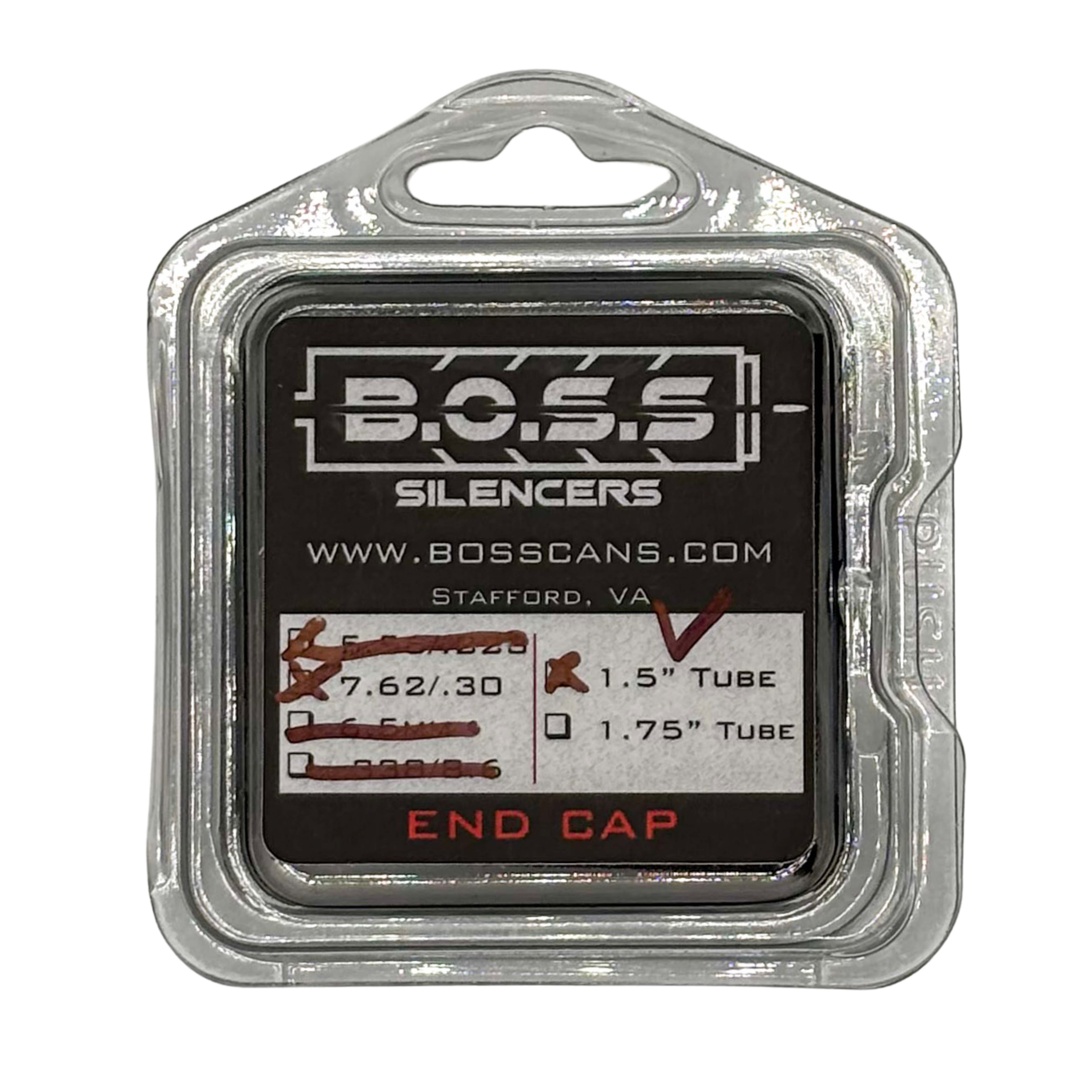 BOSS .30 Caliber Vented End Cap for 1.5-Inch Housing, Black - B O S S SUPPRESSORS
