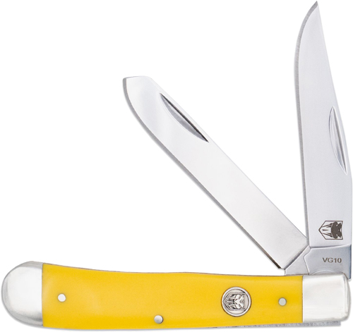 CobraTec Trapper Two Blade Yellow Delrin Slip Joint Knife