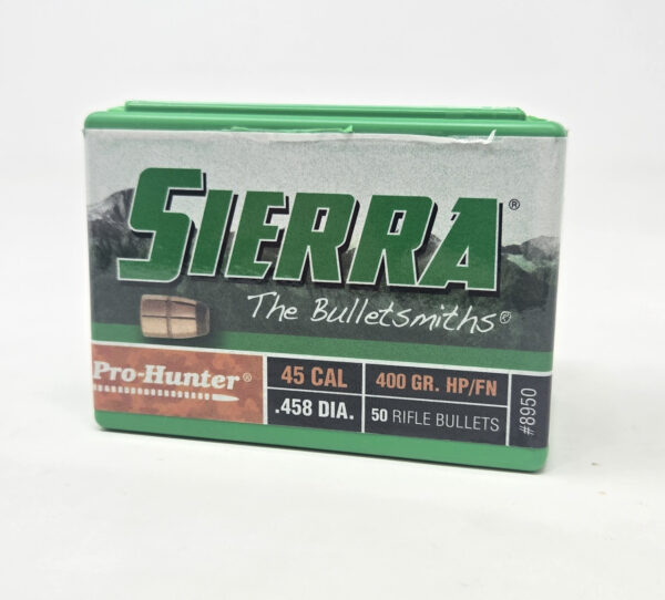 Sierra 458 Cal/45-70 (.458 Dia) Reloading Bullets Pro Hunter SRAA8950 400 Grain Flat Nose Jacketed Hollow Point 50 Pieces