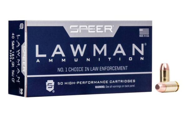 CCI 40 S&W Ammunition Speer Lawman Clean Fire CCI53954 165 Grain Total Metal Jacket 50 Rounds