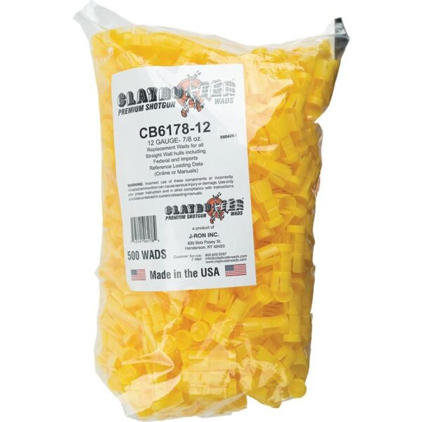Claybuster 12ga 7/8oz Shotshell Wads, Yellow, 500-Count