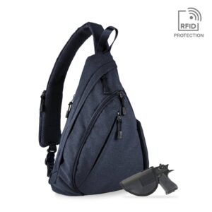 JESSIE & JAMES PEYTON SLING SHOULDER CONCEALED CARRY BACKPACK 15.5 H X 10.5 W X 4 D ( NAVY )