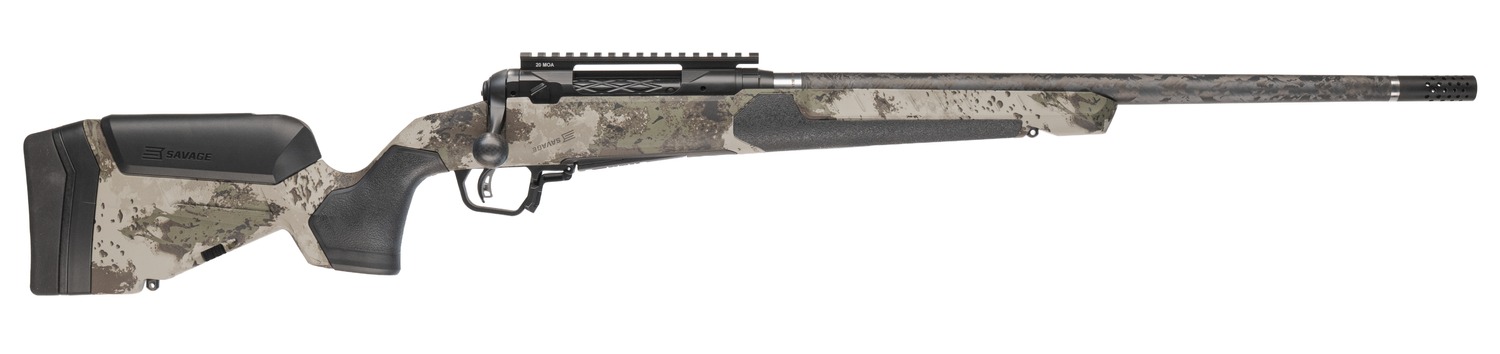 189866.jpg Savage Arms 32714 110 UltraLite Pro Full Size 300 WSM 3+1 20" Carbon Fiber Barrel, Savage Woodland Camo Accufit V2 Synthetic Stock, Right Hand