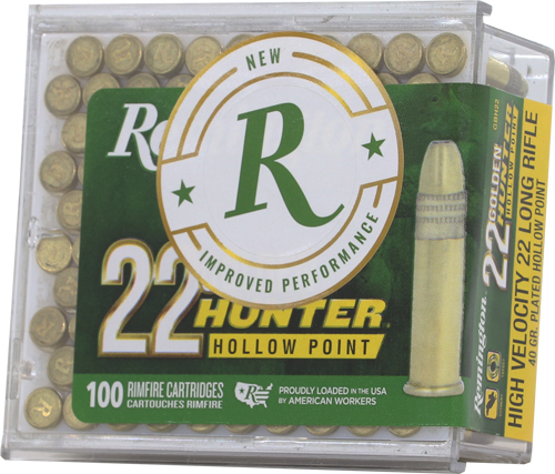 Remington Golden Hunter .22 LR 40gr Plated Hollow Point, 100-Round Box