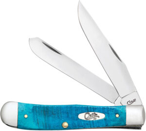 Case Trapper Pocket Knife, Sawcut Caribbean Blue Bone
