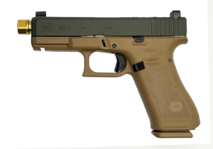 GLOCK 19X V C4 9MM 19RD OD GREEN SLIDE GOLD OPTIC CUT RMR/HOLOSUN PATTERN TB UV1950703XC419X1 CAMFOUR EXCLUSIVE