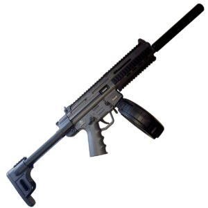 ATI GSG-16 GERGGSG16110S 16.25" .22 LR Semi-Auto Rifle 110+1 w/ 110 Rd Rotary Magazine Faux Suppressor Collapsible Stock Smoke Grey