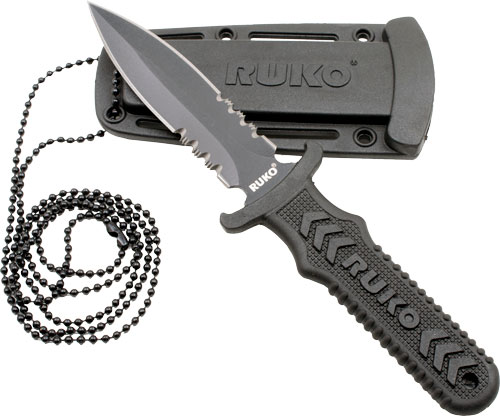 RUKO FIXED 3" NECK/BOOT KNIFE - NYLON HANDLE CLAMSHELL