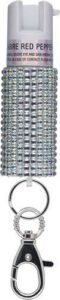Sabre Jeweled Pepper Spray with Snap-Clip Keychain, Silver