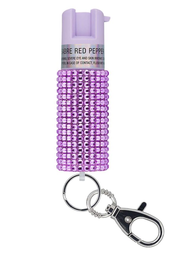 Sabre Jeweled Pepper Spray with Snap-Clip Keychain, Lavender